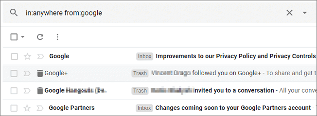 Find deleted Gmail email.