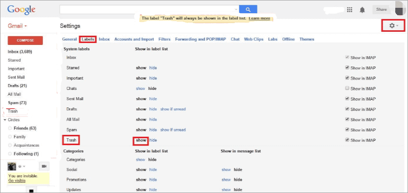 Восстановление удаленного письма из Gmail.