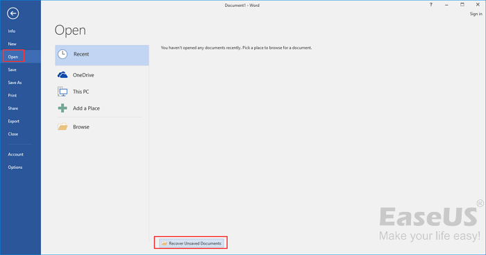 recover unsaved documents