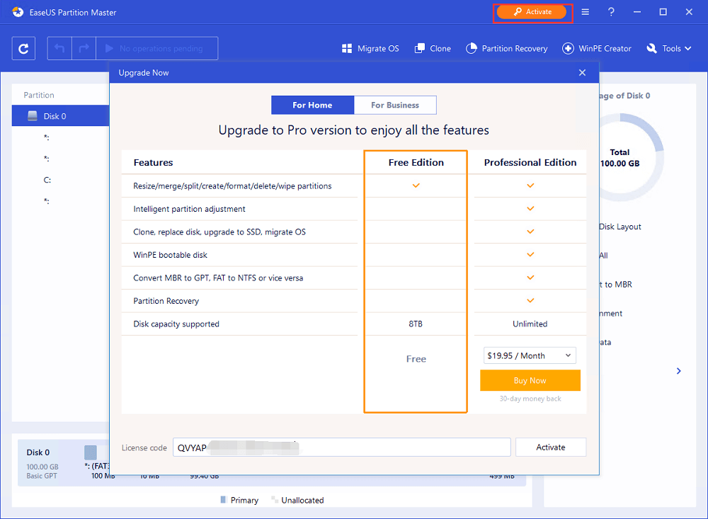 How to activate EaseUS Partition Master